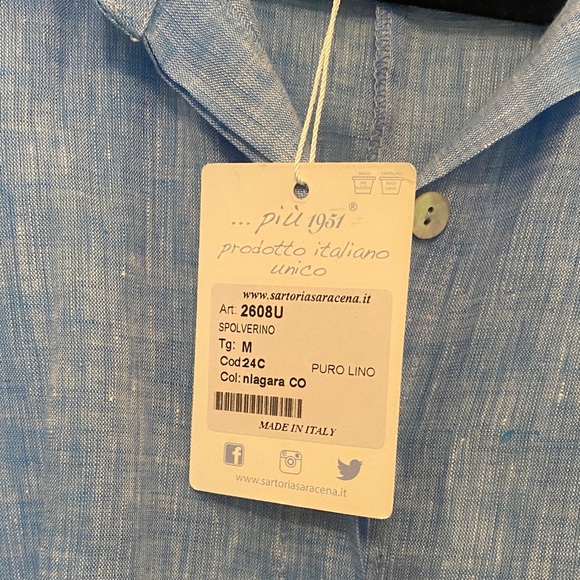 Italian Linen Blue Maxi Dress with Belt - Picture 3 of 4